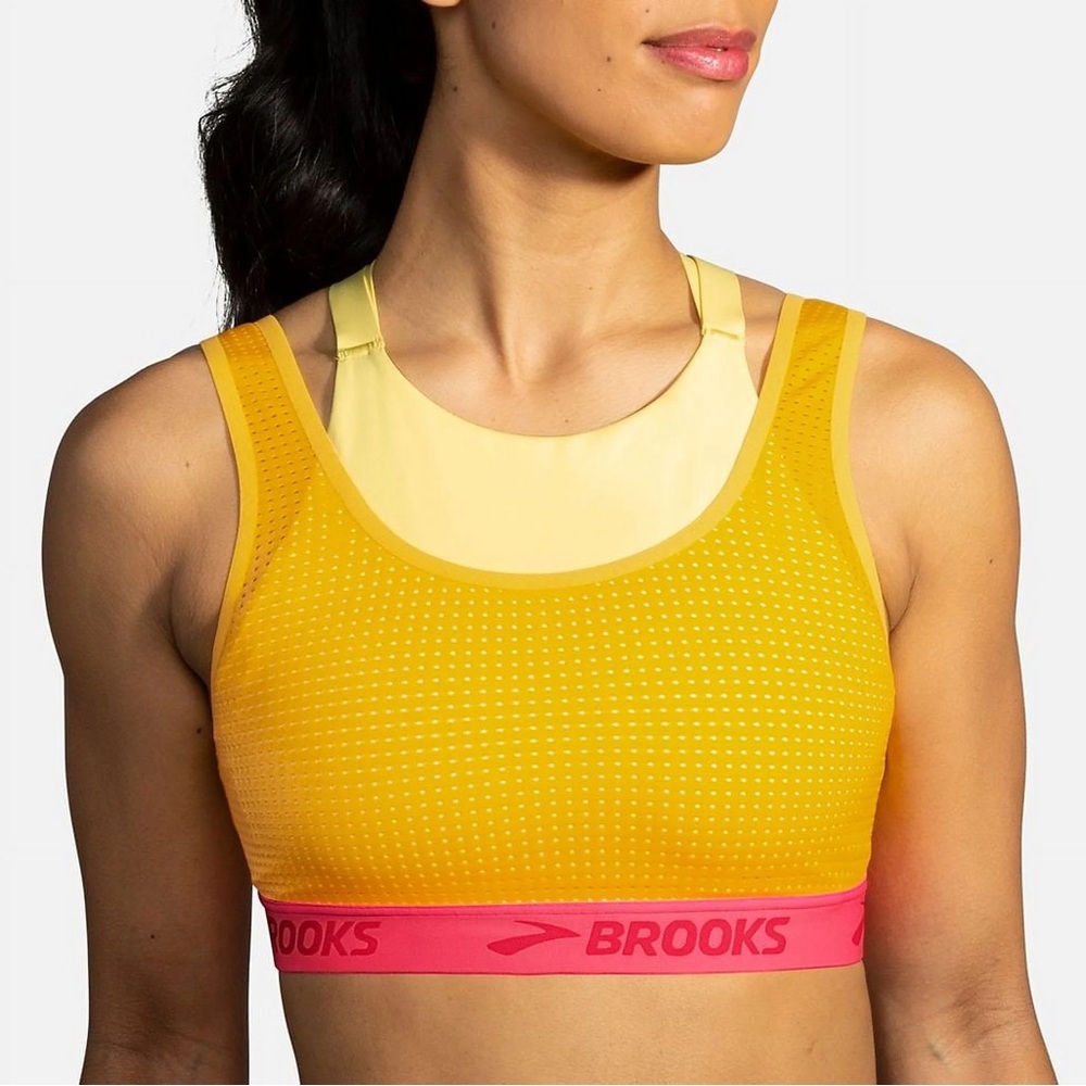 Neon Yellow Pink Sports Bra XXL High Support Running Gym Athleisure workout